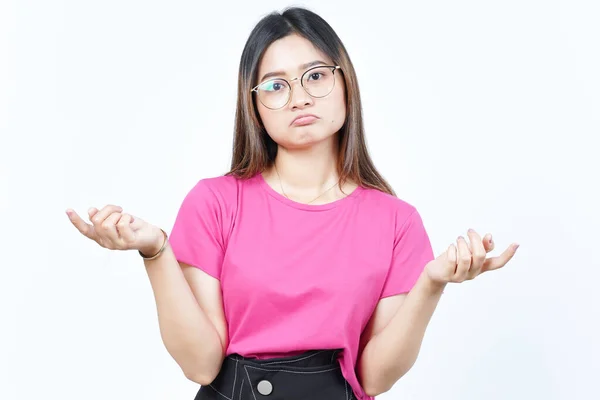 stock image Doubt Confused, Don't know Gesture Of Beautiful Asian Woman Isolated On White Background