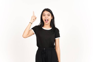 Beyaz arka planda tecrit edilmiş güzel bir Asyalı Kadın Çözümü buldum.