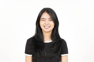 Smile and Wink at camera Of Beautiful Asian Woman Isolated On White Background