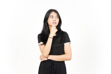 Thinking and Confused gesture Of Beautiful Asian Woman Isolated On White Background