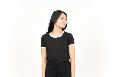 Smiling and Looking aside Of Beautiful Asian Woman Isolated On White Background