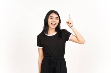 Beyaz arka planda tecrit edilmiş güzel bir Asyalı Kadın Çözümü buldum.