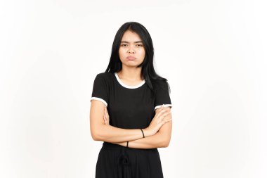 Sad Face Expression with Sulking and frowning Of Beautiful Asian Woman Isolated On White Background