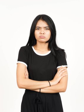Sad Face Expression with Sulking and frowning Of Beautiful Asian Woman Isolated On White Background