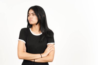 Sad Face Expression with Sulking and frowning Of Beautiful Asian Woman Isolated On White Background