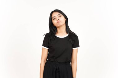 Sad Face Expression with Sulking and frowning Of Beautiful Asian Woman Isolated On White Background