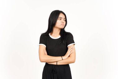 Sad Face Expression with Sulking and frowning Of Beautiful Asian Woman Isolated On White Background
