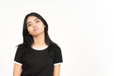 Sad Face Expression with Sulking and frowning Of Beautiful Asian Woman Isolated On White Background