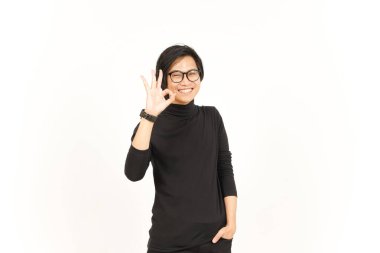 Showing OK Sign Of Handsome Asian Man Isolated On White Background