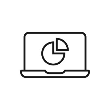 Dizüstü bilgisayarda düzenlenebilir Pie Grafik Simgesi, beyaz arkaplanda Vektör illüstrasyonu izole edildi. Sunum, web sitesi veya mobil uygulama için kullanılacak