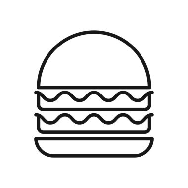 Kurgulanabilir Burger Simgesi, Vektör illüstrasyonu beyaz arkaplanda izole edildi. Sunum, web sitesi veya mobil uygulama için kullanılacak
