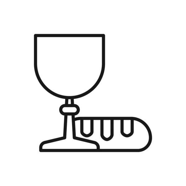 Essbare Ikone Der Kommunion Wein Und Brot Vektor Illustration Isoliert — Stockvektor