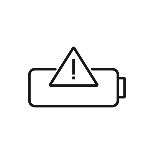 Иконка Предупреждения Батарее Векторная Иллюстрация Белом Фоне Использование Презентации Веб — стоковый вектор