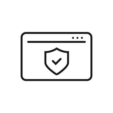 Düzenlenebilir Koruma Simgesi Tarayıcı Sayfası, Vektör illüstrasyonu beyaz arkaplanda izole edildi. Sunum, web sitesi veya mobil uygulama için kullanılacak