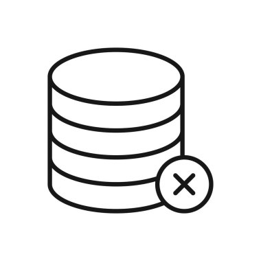 Silinebilir Veritabanı 'nın Düzenlenebilir Simgesi, Vektör illüstrasyonu beyaz arkaplanda izole edildi. Sunum, web sitesi veya mobil uygulama için kullanılacak