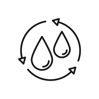 Düzenlenebilir Su Geri Dönüşümü Simgesi, Vektör illüstrasyonu beyaz arkaplanda izole edildi. Sunum, web sitesi veya mobil uygulama için kullanılacak