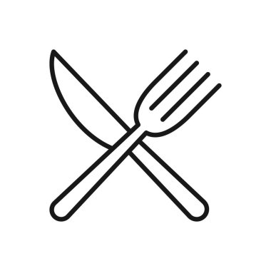 Fork ve Knife 'ın Düzenlenebilir Simgesi, Vektör illüstrasyonu beyaz arkaplanda izole edildi. Sunum, web sitesi veya mobil uygulama için kullanılacak