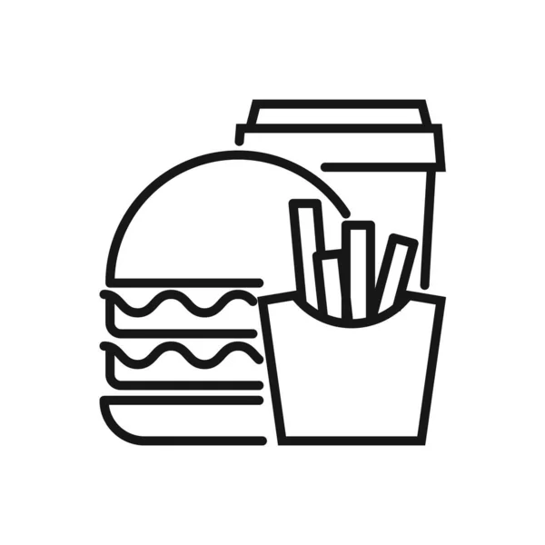 stock vector Editable Icon of Fast Food burger, French Fries and Drink, Vector illustration isolated on white background. using for Presentation, website or mobile app