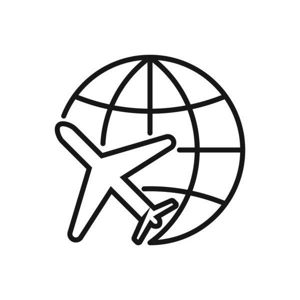 Ícone Editável Plane Travel Globe Ilustração Vetorial Isolada Sobre Fundo — Vetor de Stock
