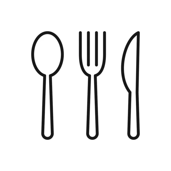 Spoon Fork和Knife的可编辑图标 在白色背景上孤立的向量说明 用于演示文稿 网站或移动应用程序 — 图库矢量图片#