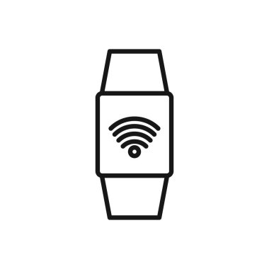 Smartwatch Wi-Fi Bağlantısının Düzenlenebilir Simgesi, Beyaz arkaplanda Vektör illüstrasyonu izole edildi. Sunum, web sitesi veya mobil uygulama için kullanılacak