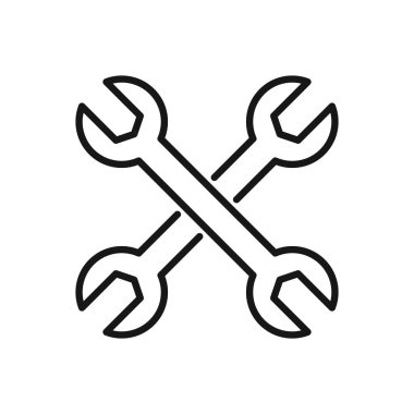 Beyaz arkaplanda düzenlenebilir Spanner veya Wrench Simgesi, Vektör illüstrasyonu izole edildi. Sunum, web sitesi veya mobil uygulama için kullanılacak