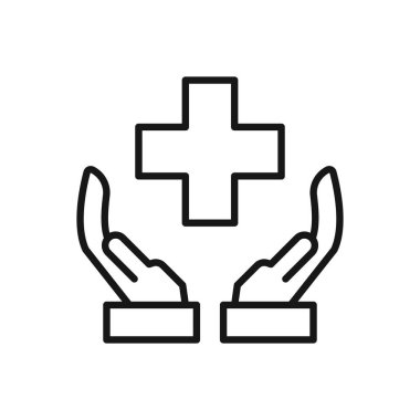 Düzenlenebilir Sağlık Elleri Koruma Simgesi, Vektör illüstrasyonu beyaz arka planda izole edildi. Sunum, web sitesi veya mobil a için kullanılıyor