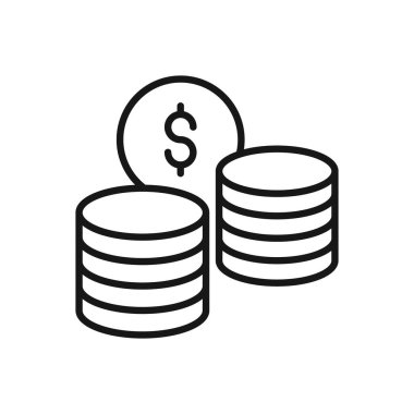 Düzenlenebilir Para Doları Simgesi, Vektör illüstrasyonu beyaz arkaplanda izole edildi. Sunum, web sitesi veya mobil uygulama için kullanılacak