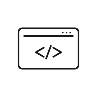 Düzenlenebilir Kalkınma Kodu Web tarayıcısı, Beyaz arkaplanda izole edilmiş Vektör illüstrasyonu. Sunum, web sitesi veya mobil uygulama için kullanılacak