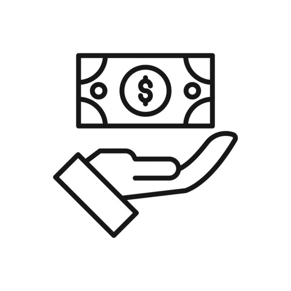 Icono Editable Efectivo Dólar Mano Protección Donación Ilustración Vectorial Aislado — Vector de stock
