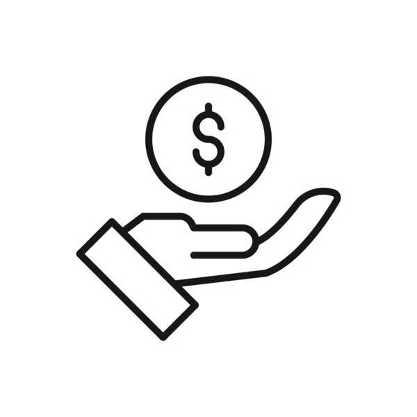 Ícone Editável Mão Dollar Coin Protection Doação Ilustração Vetorial Isolada — Vetor de Stock