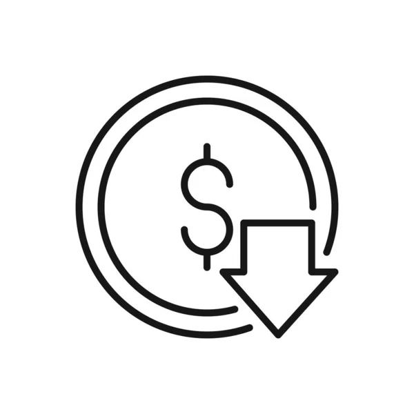 Icono Editable Del Tipo Cambio Del Dólar Debilitado Ilustración Vectorial — Vector de stock