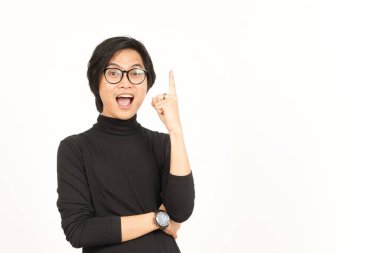 Ürünleri Gösterme ve Gösterme ya da Beyaz Arkaplanda İzole Güzel Asyalı Adam Çözümü