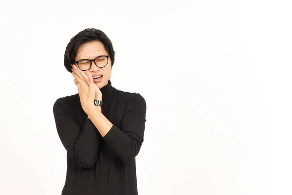 Страждання Зубного Болю Жест Красивої Азіатської Людини Ізольовані Білому Тлі — стокове фото
