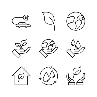 Düzenlenebilir Ekoloji Simgesi, Vektör illüstrasyonu beyaz arkaplanda izole edildi. Sunum, web sitesi veya mobil uygulama için kullanılacak