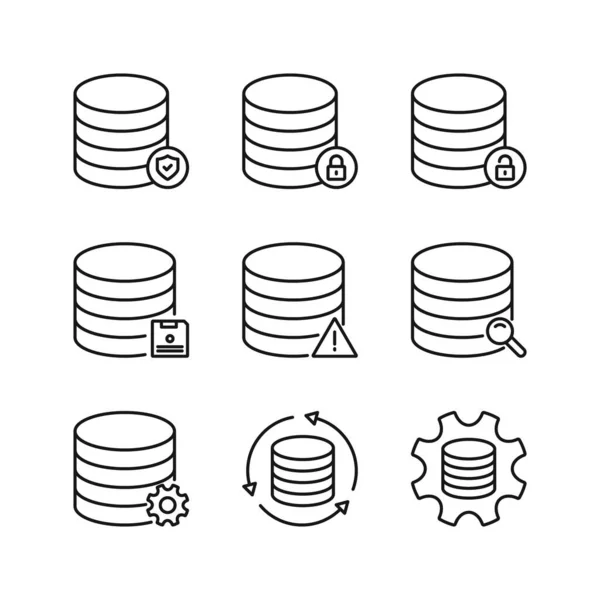 Conjunto Iconos Editables Base Datos Ilustración Vectorial Aislada Sobre Fondo — Vector de stock
