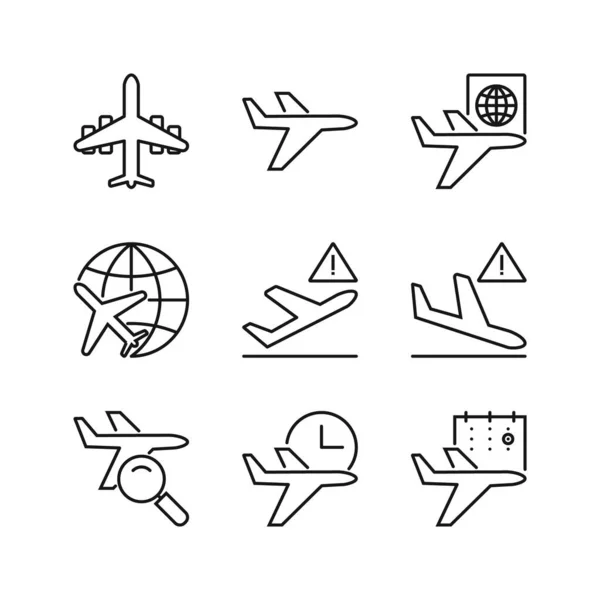 Set Iconos Editables Del Aeropuerto Ilustración Vectorial Aislada Sobre Fondo — Vector de stock