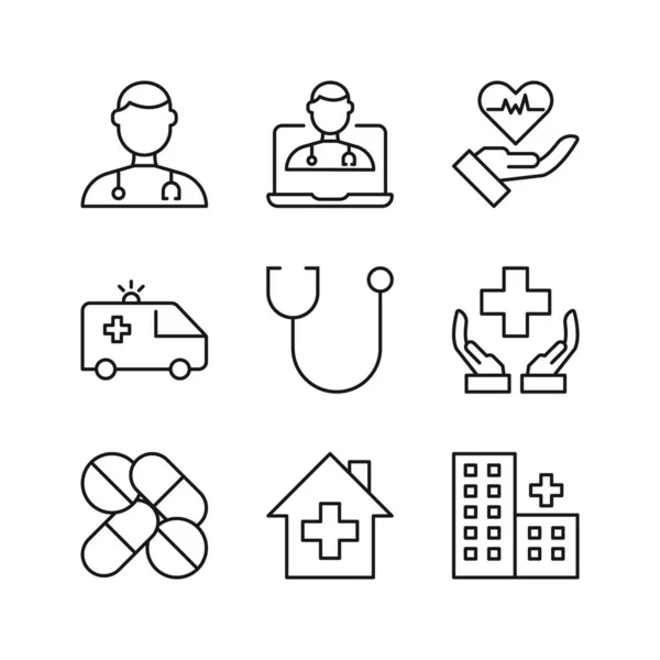 医疗保健 可编辑集图标 在白色背景上孤立的向量图解 用于演示文稿 网站或移动应用程序 — 图库矢量图片
