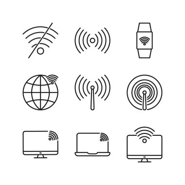 Düzenlenebilir Kablosuz Bağlantının Simgesi, Vektör illüstrasyonu beyaz arkaplanda izole edildi. Sunum, web sitesi veya mobil uygulama için kullanılacak