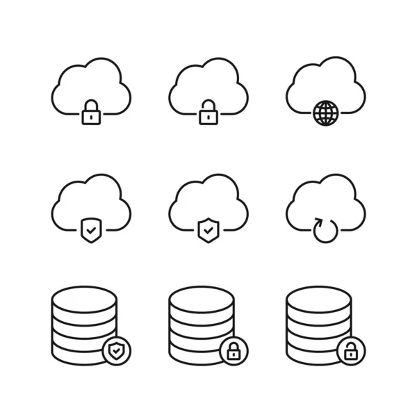 Conjunto Editável Ícone Cloud Computing Ilustração Vetorial Isolada Fundo Branco — Vetor de Stock