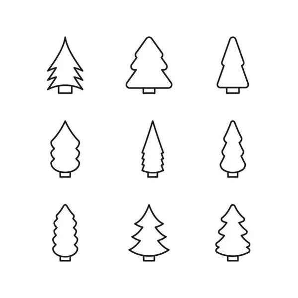 クリスマスツリーの編集可能なセットアイコン 白い背景に隔離されたベクトルイラスト プレゼンテーション ウェブサイト モバイルアプリ — ストックベクタ