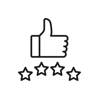 Başparmak Yıldız Beğeni Düzenlenebilir Simgesi, Beyaz zemin üzerinde izole Vektör illüstrasyonu. Sunum, web sitesi veya mobil uygulama için kullanılacak