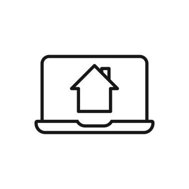 Düzenlenebilir Emlak İnternetten Satın Alma Simgesi, Vektör illüstrasyonu beyaz arkaplanda izole edildi. Sunum, web sitesi veya mobil uygulama için kullanılacak