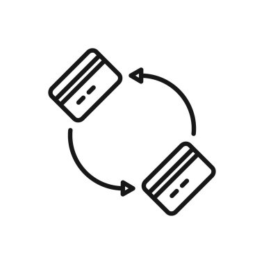 Düzenlenebilir Değişim Bankası Kartı Simgesi, Vektör illüstrasyonu beyaz arkaplanda izole edildi. Sunum, web sitesi veya mobil uygulama için kullanılacak