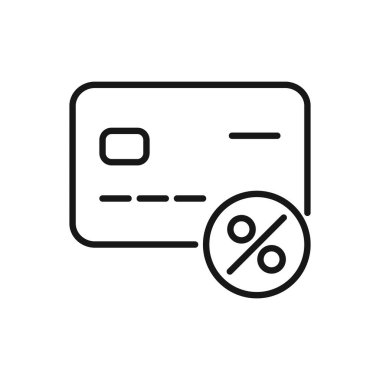 Düzenlenebilir Kredi Kartı İndirimi Simgesi, Vektör illüstrasyonu beyaz arkaplanda izole edildi. Sunum, web sitesi veya mobil uygulama için kullanılacak