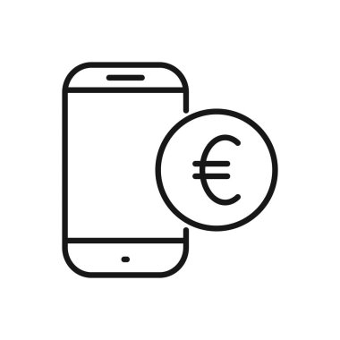 Avrupa, Mobil Ödeme Konsepti ile Düzenlenebilir Akıllı Telefon Simgesi, Beyaz arka planda izole edilmiş Vektör illüstrasyonu. Sunum, web sitesi veya mobil uygulama için kullanılacak