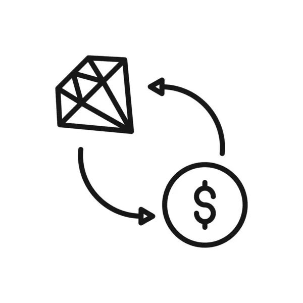 Icono Editable Del Intercambio Del Dólar Con Diamante Ilustración Vectorial — Vector de stock