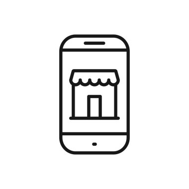 Smartphone Store 'un Düzenlenebilir Simgesi, Çevrimiçi Alışveriş Konsepti, Vector illüstrasyonu beyaz arkaplanda izole edildi. Sunum, web sitesi veya mobil uygulama için kullanılacak