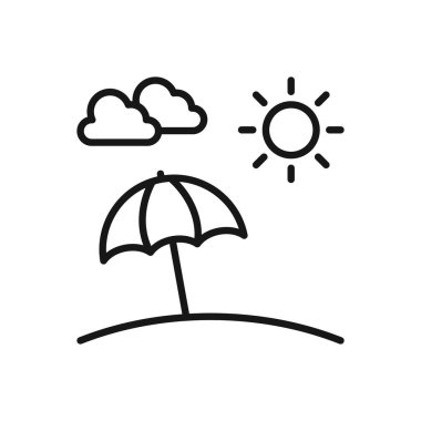 Plaj Şemsiyesi 'nin Düzenlenebilir Simgesi, Vektör illüstrasyonu beyaz arkaplanda izole edildi. Sunum, web sitesi veya mobil uygulama için kullanılacak