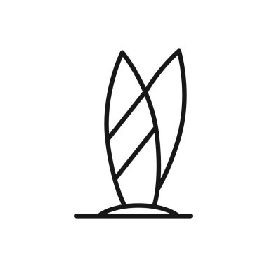 Düzenlenebilir Sörf tahtası plaj konsepti, beyaz arkaplanda izole edilmiş Vektör illüstrasyonu. Sunum, web sitesi veya mobil uygulama için kullanılacak